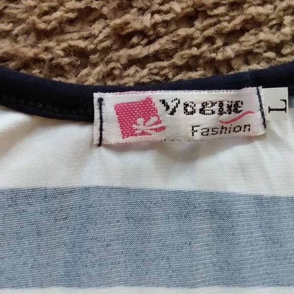 Vogue Fashion Stretchy Sequin Nautical Anchor Striped Maxi Dress Large USA - Picture 4 of 10